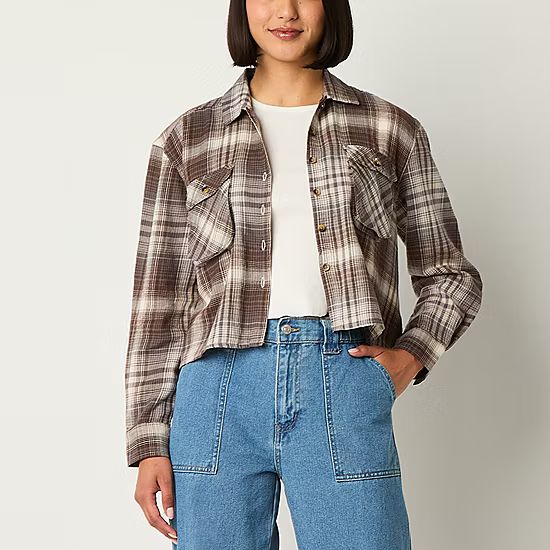 new!Arizona Juniors Womens Long Sleeve Flannel Shirt | JCPenney