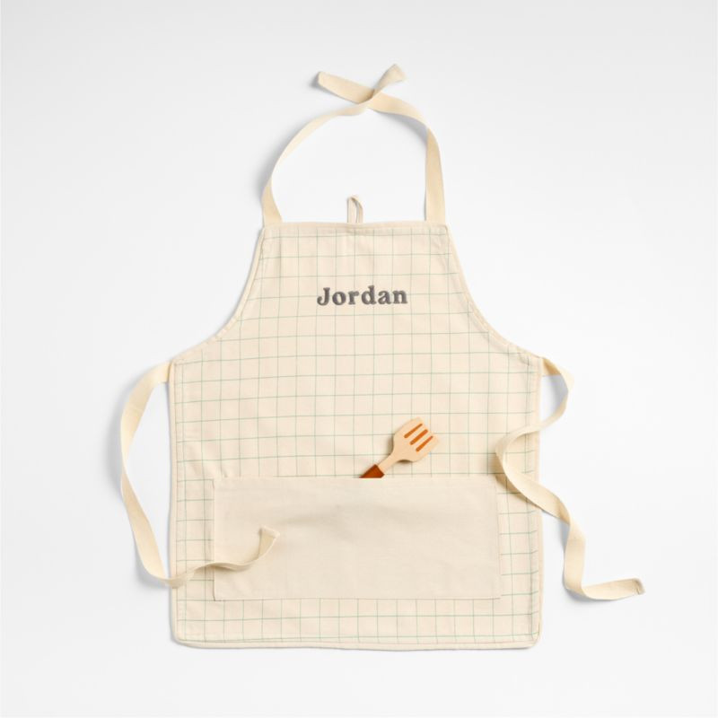 Green Grid Kids Chef Apron + Reviews | Crate & Kids | Crate & Barrel