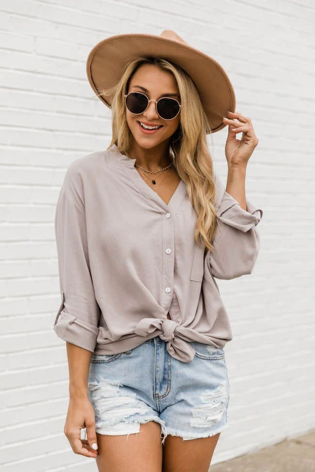 Lifetime Of Style Taupe Blouse | The Pink Lily Boutique