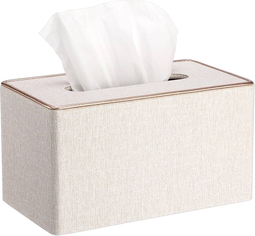 Sumnacon Rectangular Linen Tissue Box Cover - Stylish Tissue Box Holder with Magnetic Bottom, Dec... | Amazon (US)