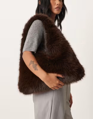 My Accessories faux fur tote bag in brown | ASOS (Global)