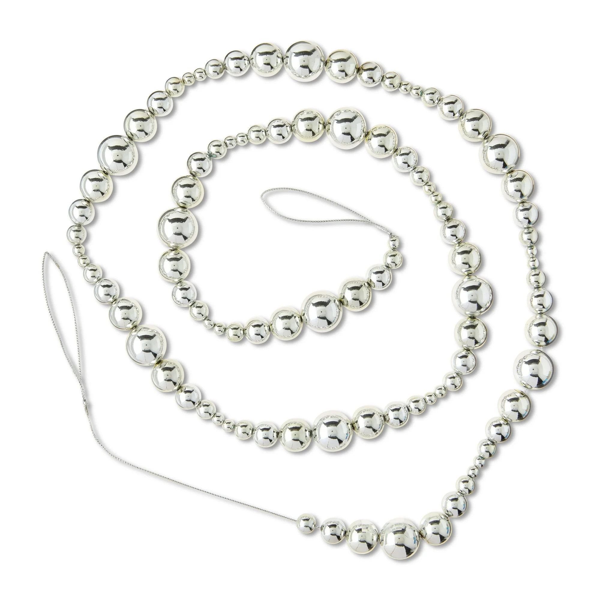 Shining Silver Bead Christmas Garland, 6', by Holiday Time - Walmart.com | Walmart (US)