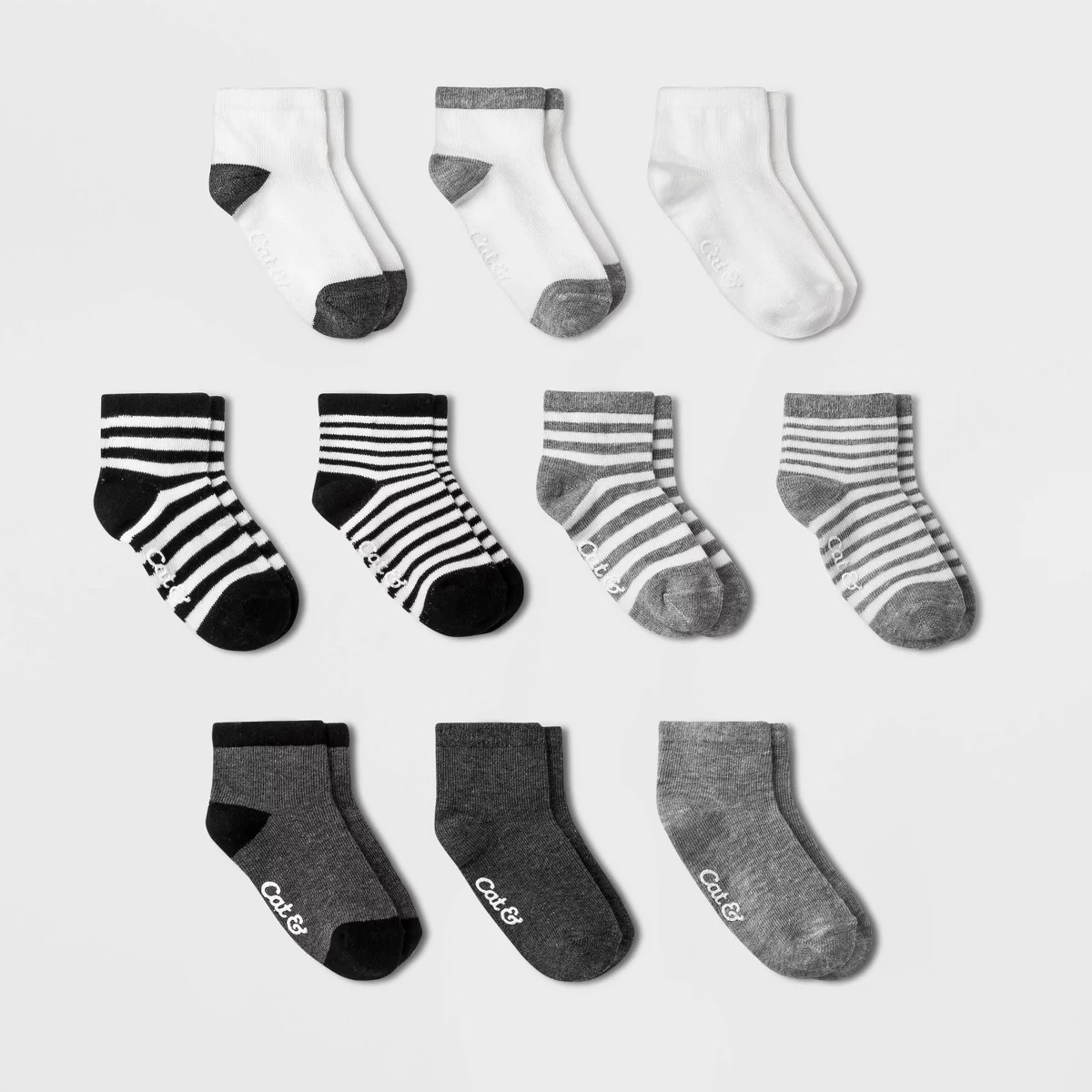 Toddler Boys' 10pk Ankle Socks - Cat & Jack™ Black/Gray | Target