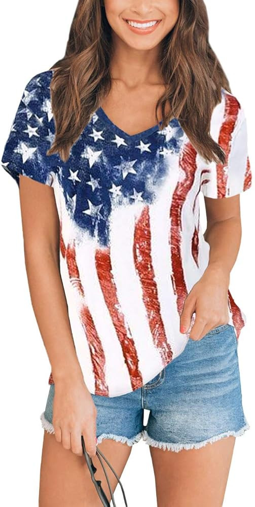 Women's July 4th American Flag T Shirts | Amazon (US)