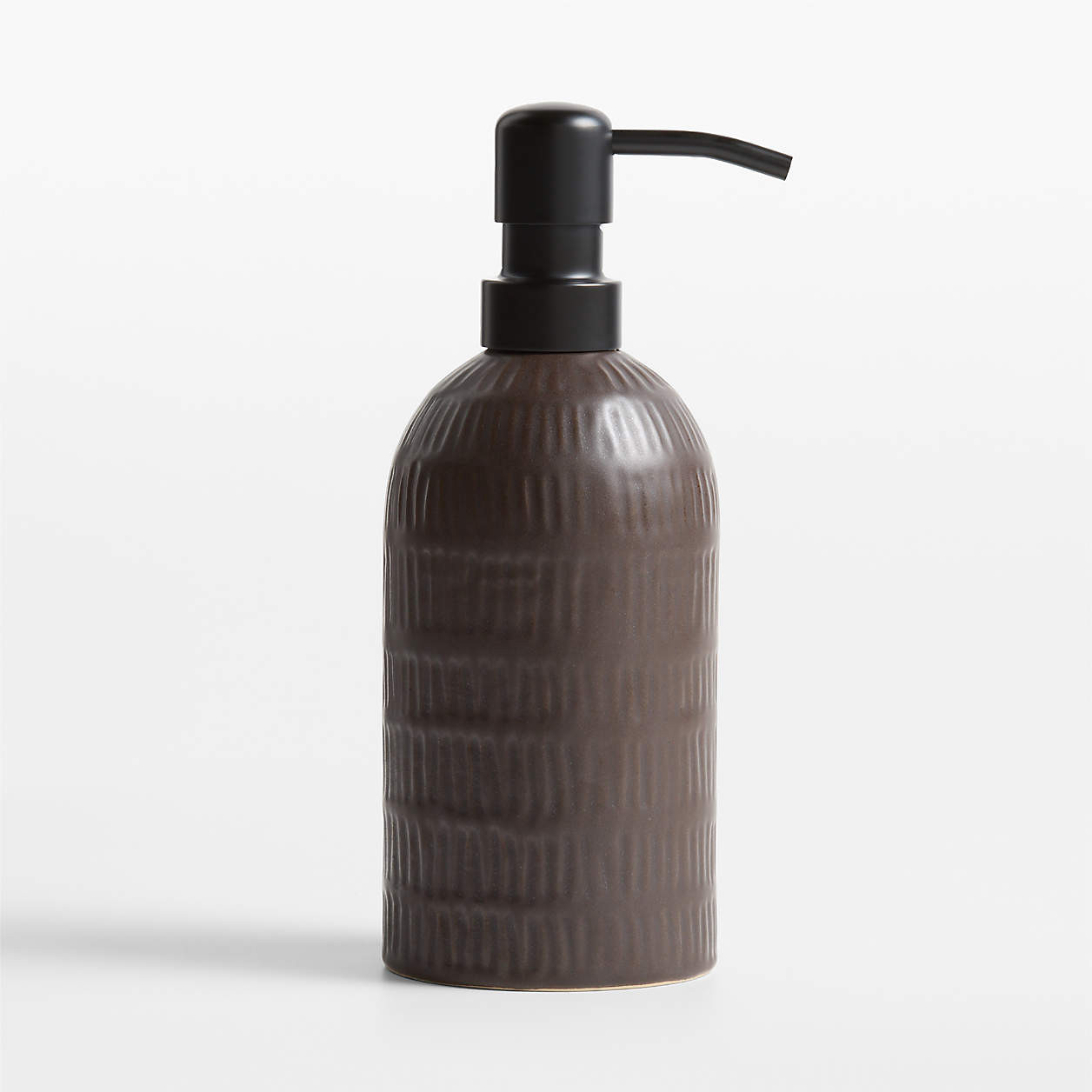 Clean by Crate Driftwood Ceramic Soap Dispenser with Black Pump + Reviews | Crate & Barrel | Crate & Barrel