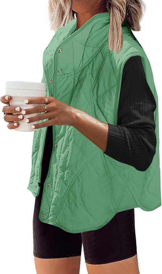 SENSERISE Womens Quilted Vest Athletic Lightweight Vests Stand Collar Button Down Padded Outwear ... | Amazon (US)
