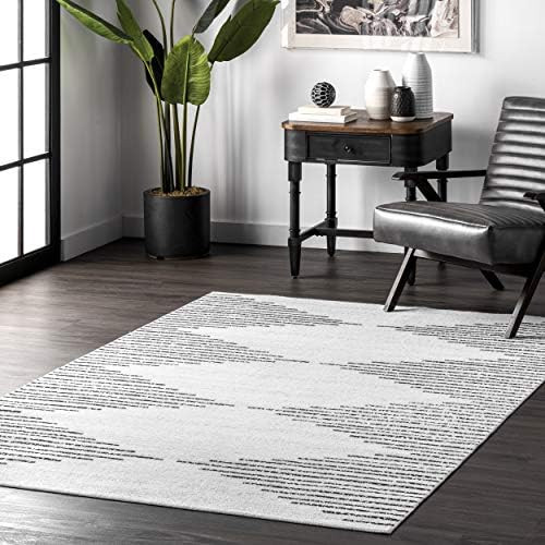 nuLOOM Romina Machine Washable Diamond Stripes Area Rug, 4' x 6', Ivory | Amazon (US)