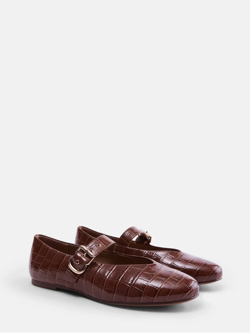 Free Assembly Women's Croco Mary Jane Flats | Walmart (US)
