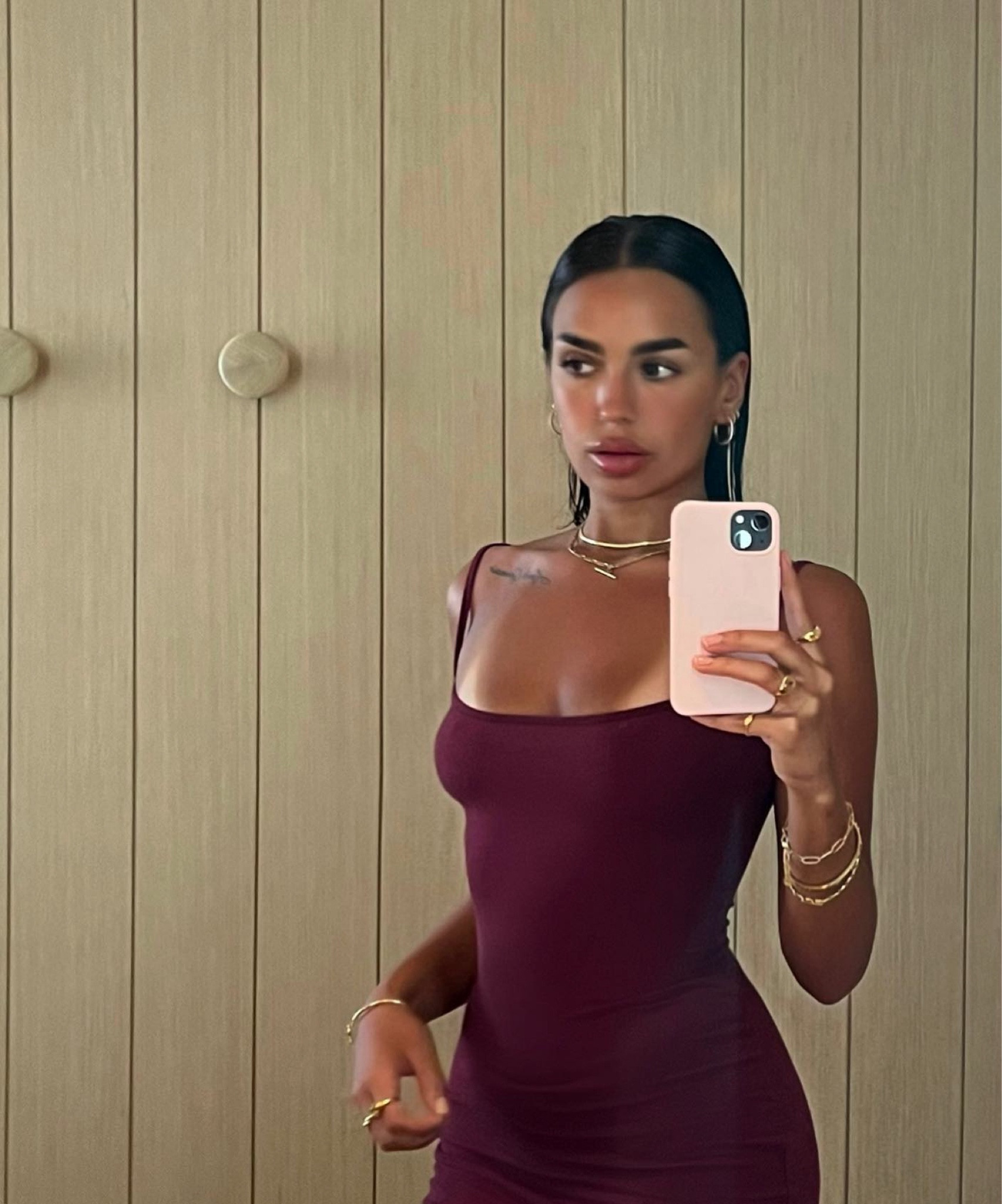 This photo from last summer is one of my favourite looks still! It’s simple but highlights the jewellery and the burgundy colour of the dress. This is the soft lounge rib dress by Skims paired with all my favourite gold pieces. Perfect for summer!

#LTKstyletip #LTKbeauty #LTKsummer