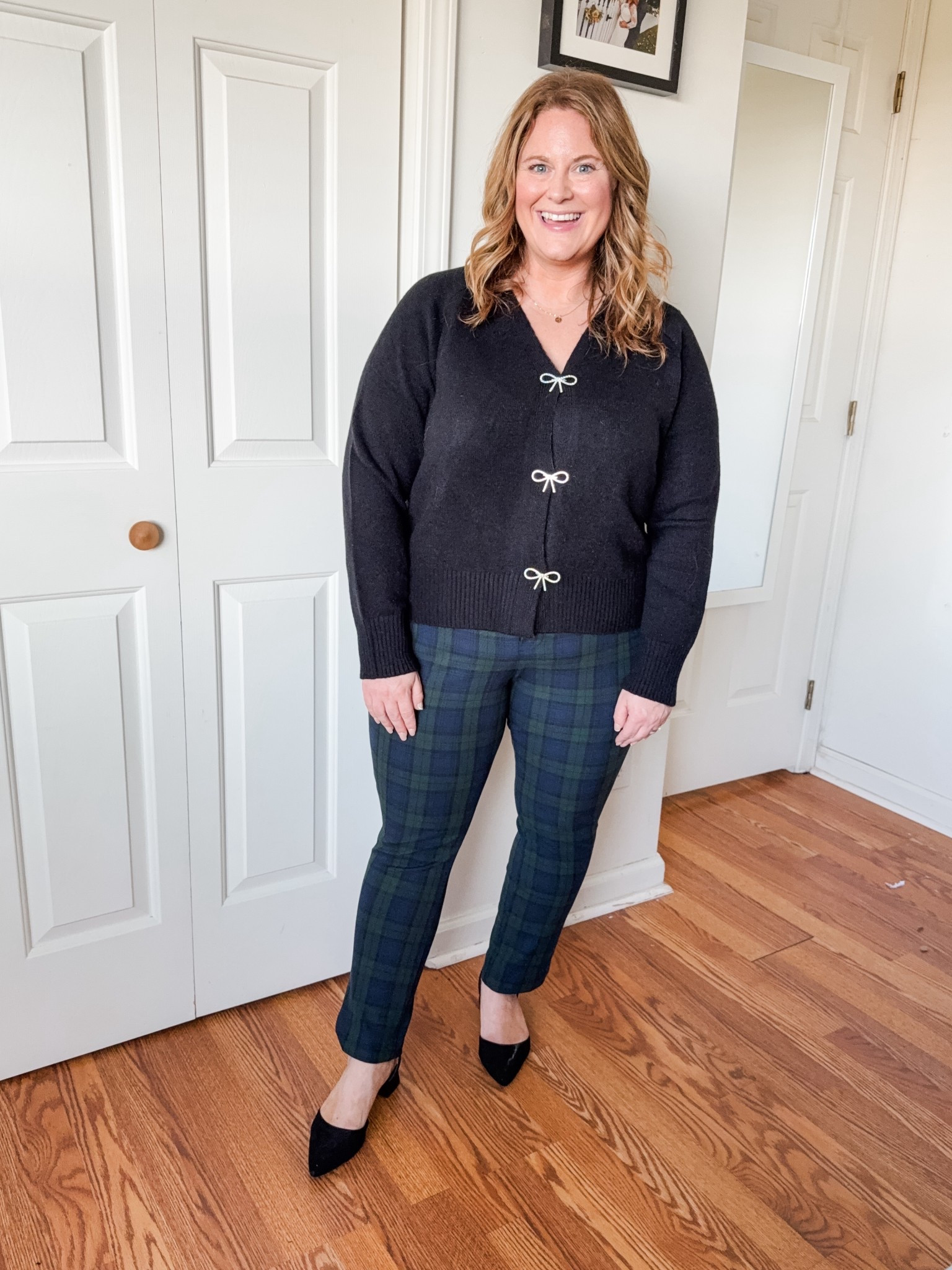 Wearing an XL in my Cupshe cardigan with the bows and a 16 petite in my plaid pixie pants 

#LTKSeasonal #LTKootd #LTKHoliday