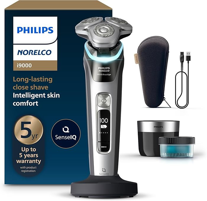 Philips Norelco Shaver i9000 Prestige, Wet & Dry Electric Shaver, Dark Slate Nova, SenseIQ Techno... | Amazon (US)
