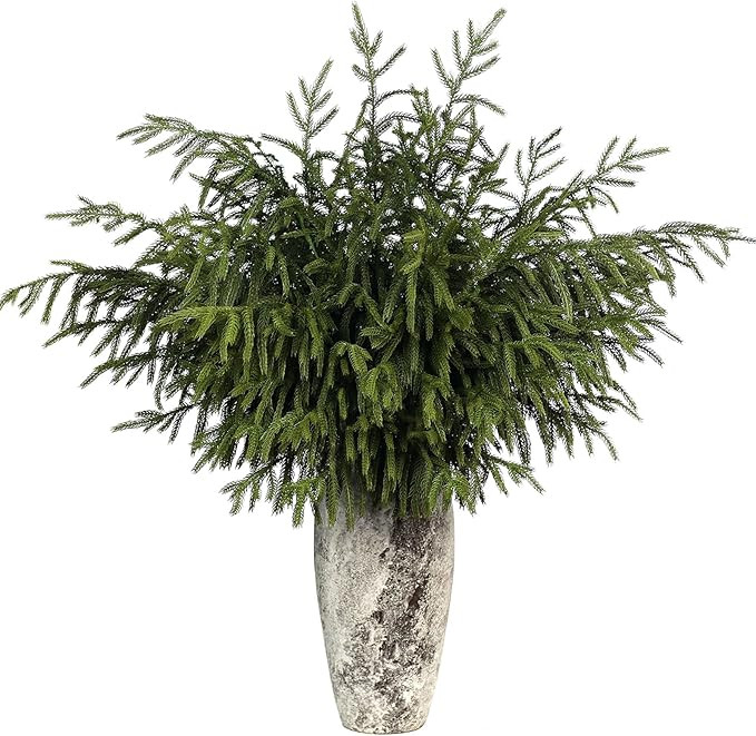 Real Touch Norfolk Pine Branch - 36" Artificial Christmas Green Plants Branches Faux Greenery Ste... | Amazon (US)