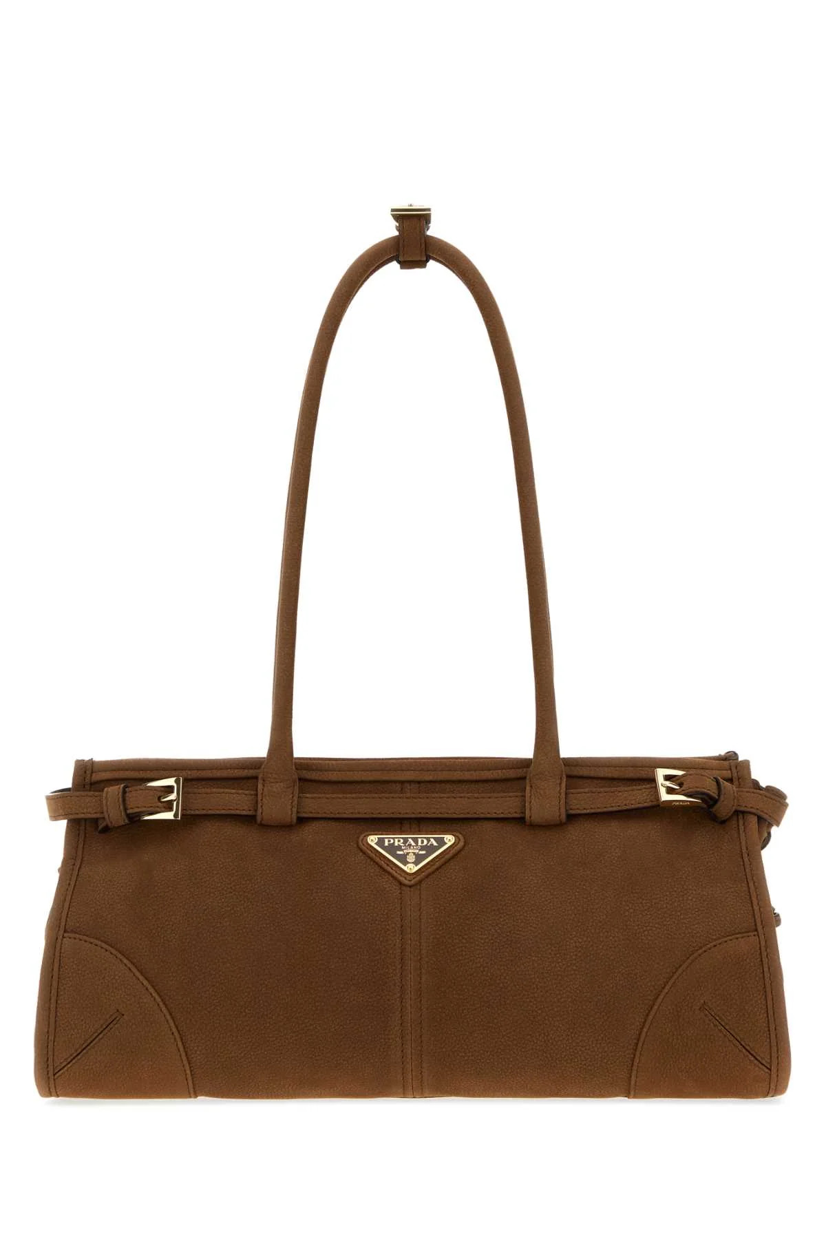 Prada Women Brown Nabuk Prada Bonnie Shoulder Bag | LUOSOPHY