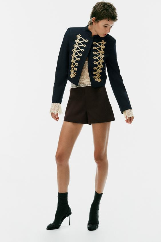 Zara - High-Waist Dot Shorts - Black / Ecru - Xl - Woman | Zara UK
