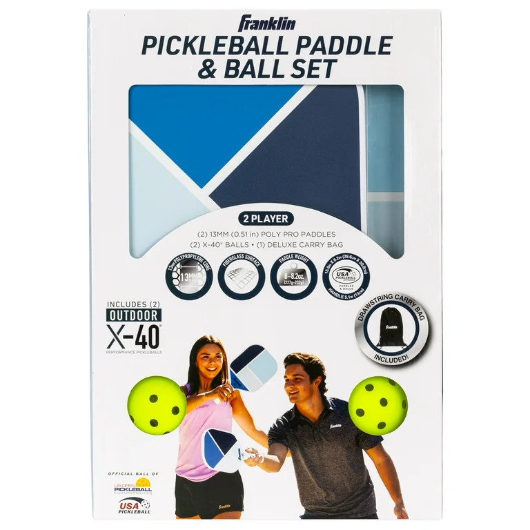 Franklin Sports 2 Player Pickleball Paddle + Ball Set - Cove Poly Paddles - Walmart.com | Walmart (US)