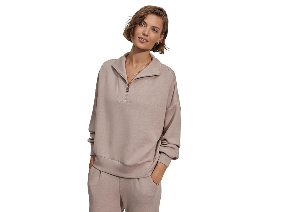 Varley Hawley 1/2 Zip Sweat Women's Clothing Taupe Marl : LG, Elastane/Polyester/Viscose | Zappos