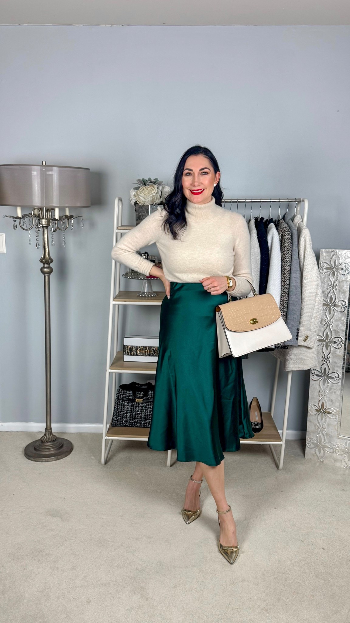 Classy holiday work outfit 💚

Cashmere turtleneck sweater 
Green midi skirt size small, TTS
Gold heels 

Work wear 
Office outfit 

#LTKWorkwear #LTKSeasonal #LTKHoliday