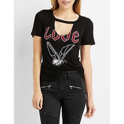 Love Bug Graphic Cut-Out Tee | Charlotte Russe