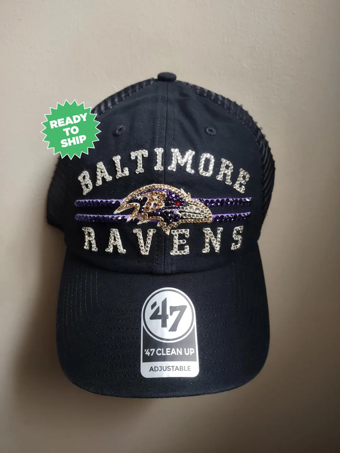 Bling Crystal Baltimore Ravens Script Black Mesh Back Adjustable Hat | NFL Bling Hat | Accented W... | Etsy (US)