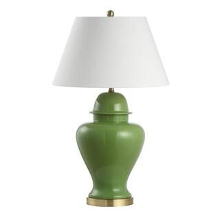 Sagwa 33 in. Green Ceramic/Iron Modern Classic LED Table Lamp | The Home Depot