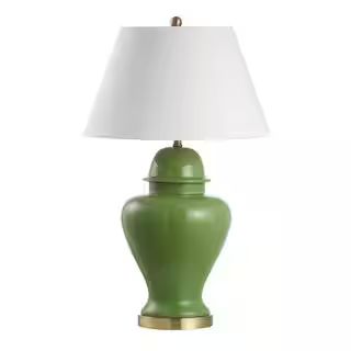 Sagwa 33 in. Green Ceramic/Iron Modern Classic LED Table Lamp | The Home Depot