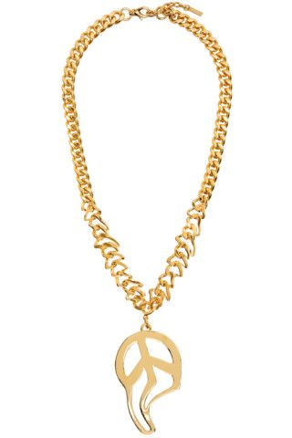 Gold Morphed Peace Symbol Necklace | SSENSE
