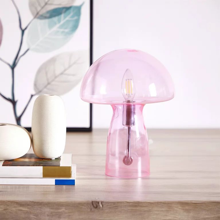 Urban Shop Novelty Glass Mushroom Lamp, Hot Pink, 12" H, Plug-in - Walmart.com | Walmart (US)