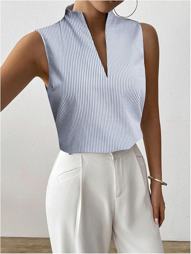 SOLY HUX Women's Work Outfits V Neck Sleeveless Blouses Summer Casual Tank Tops Business Office D... | Amazon (US)