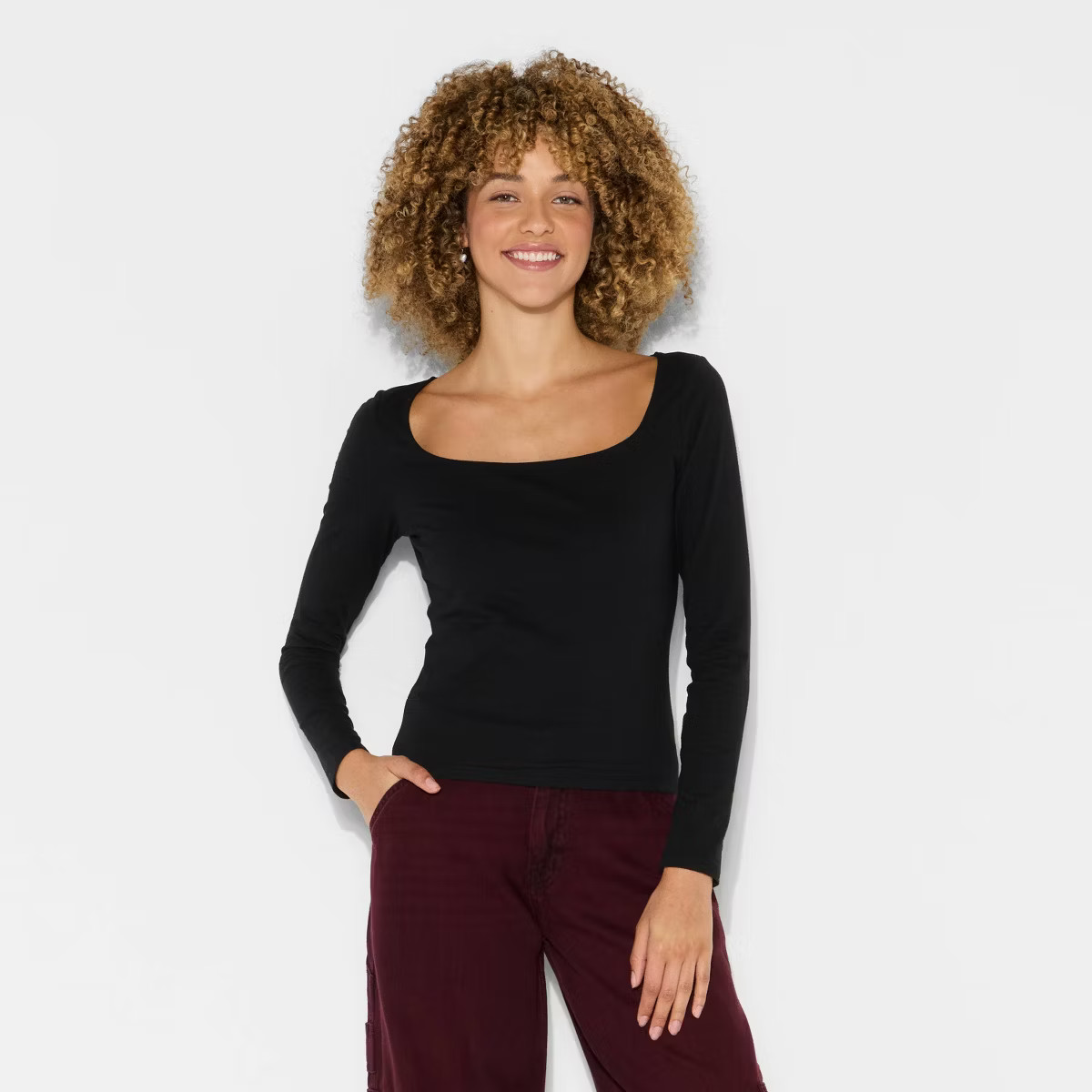 Women's Long Sleeve Square Neck T-Shirt - Wild Fable™ | Target