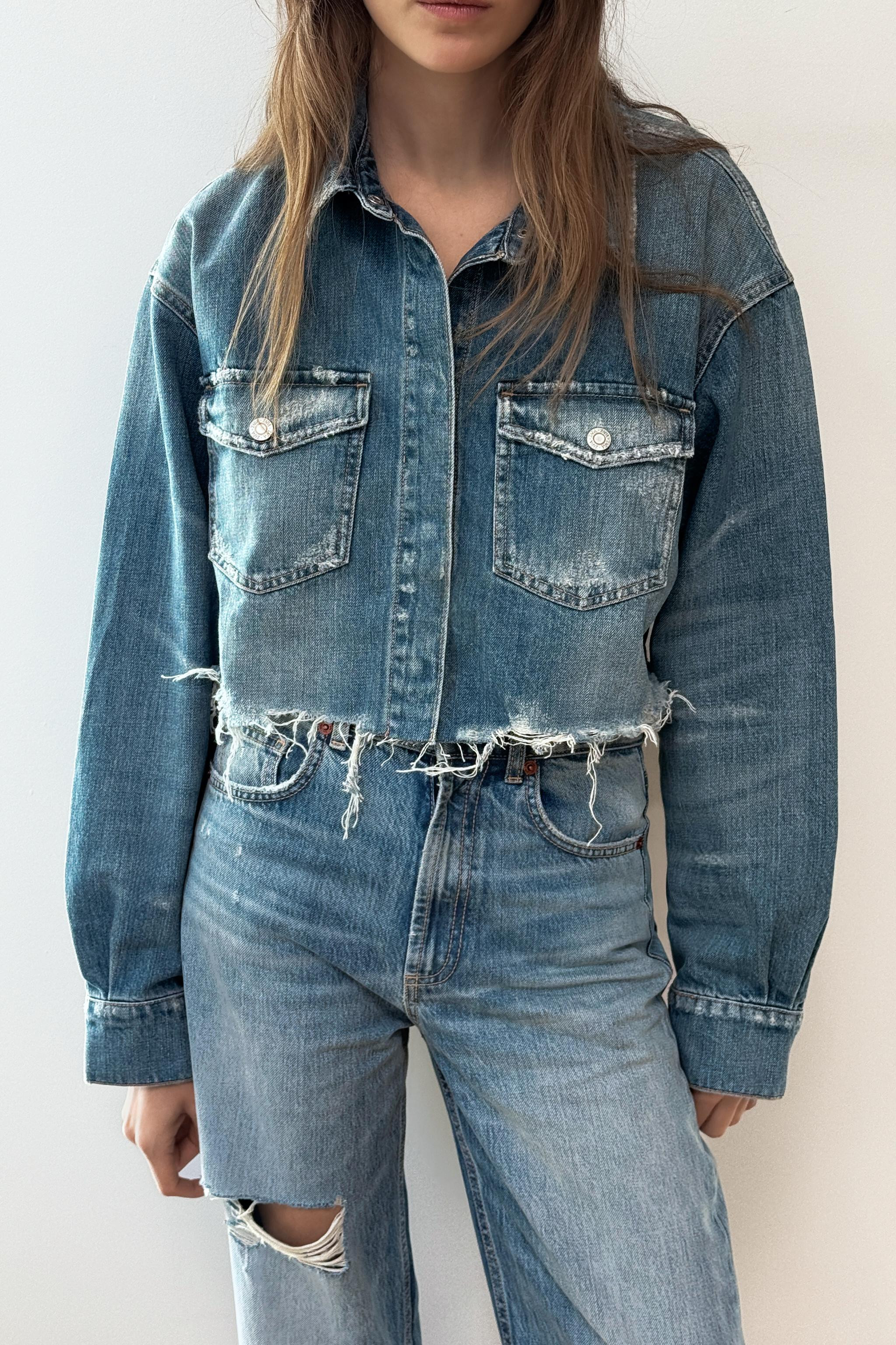 TRF CROP DENIM OVERSHIRT | Zara US