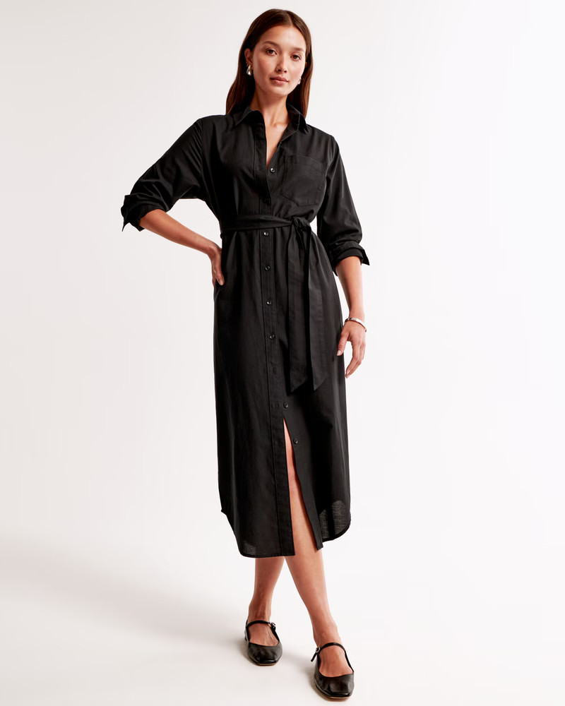 Women's Long-Sleeve Belted Shirt Dress | Women's New Arrivals | Abercrombie.com | Abercrombie & Fitch (US)