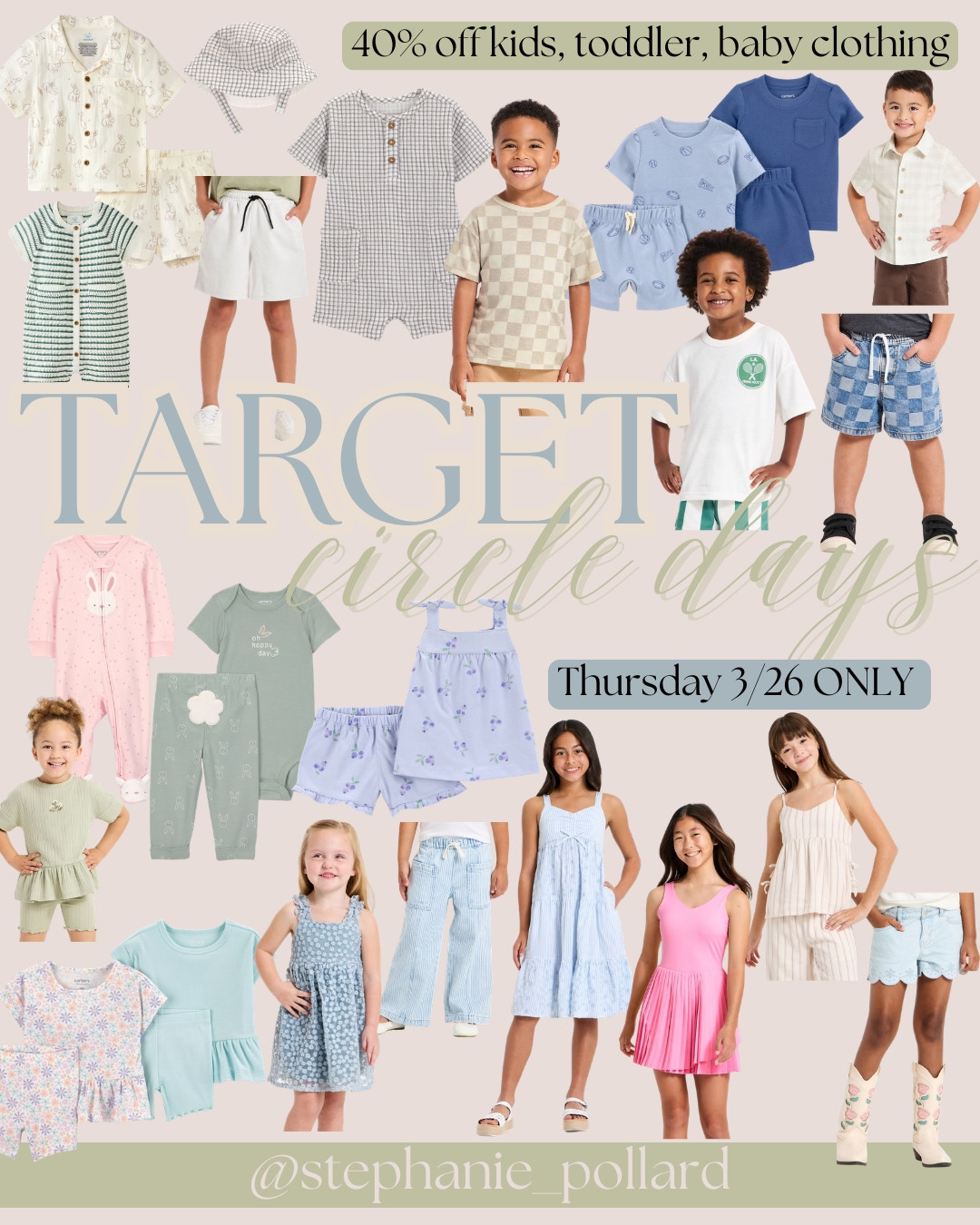Target Circle Days Wed-Fri 3/25-27 
- 40% off kids, toddler, and baby clothing! EARLY ACCESS starts today!

Cutest clothing for Easter and spring for the kids! 

 

#LTKSaleAlert #LTKKids #LTKBaby