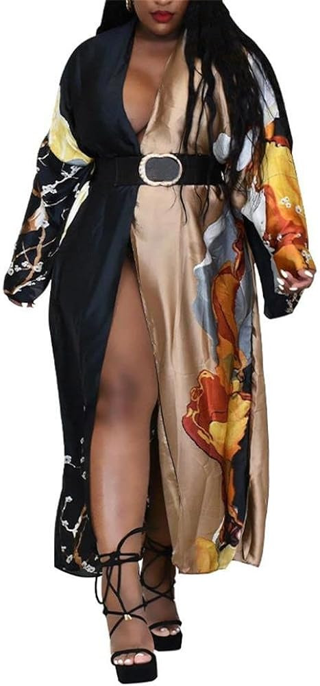 Summer Cardigan For Women Lightweight Satin Open Front Long Kimono Swimsuit Cover Ups Silk Robe P... | Amazon (US)