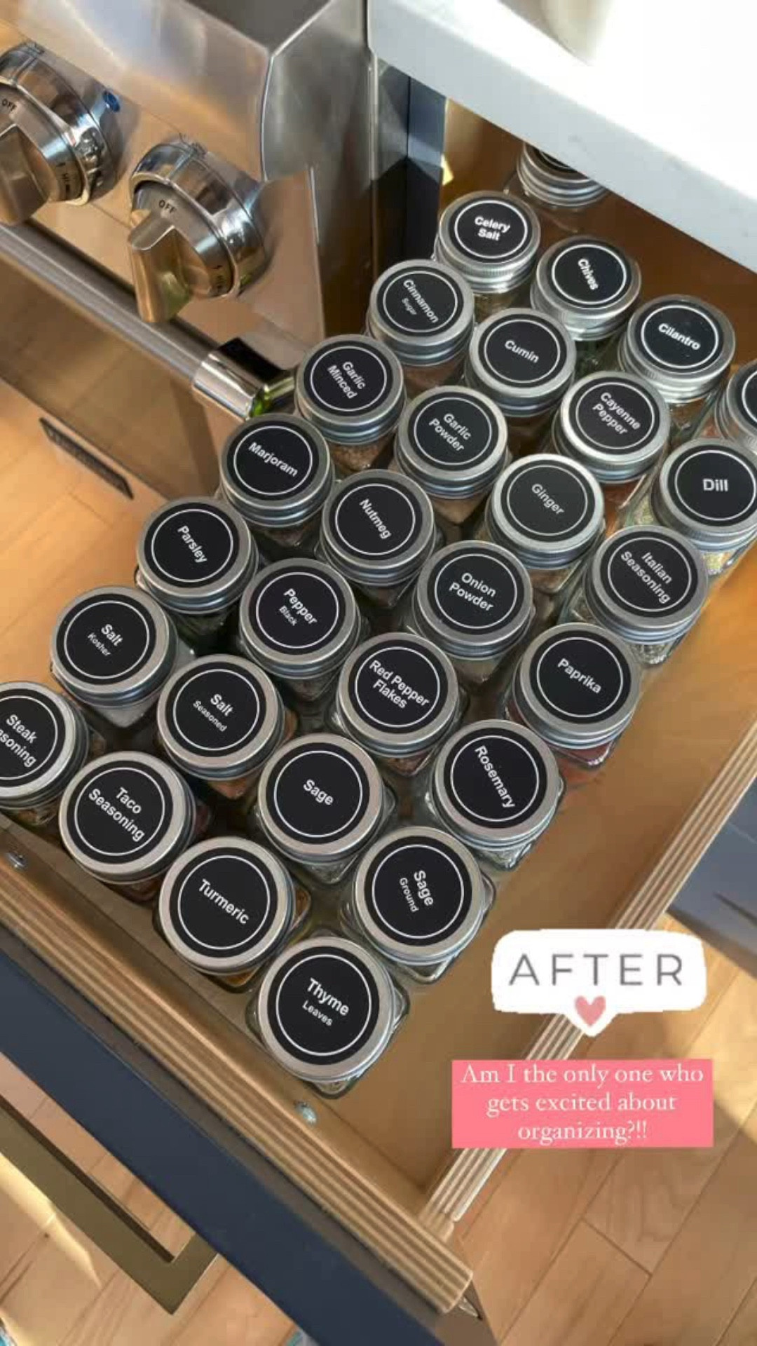 Kitchen organization
The sleek, uniform design fits perfectly in spice cabinets and looks amazing on the counter too.