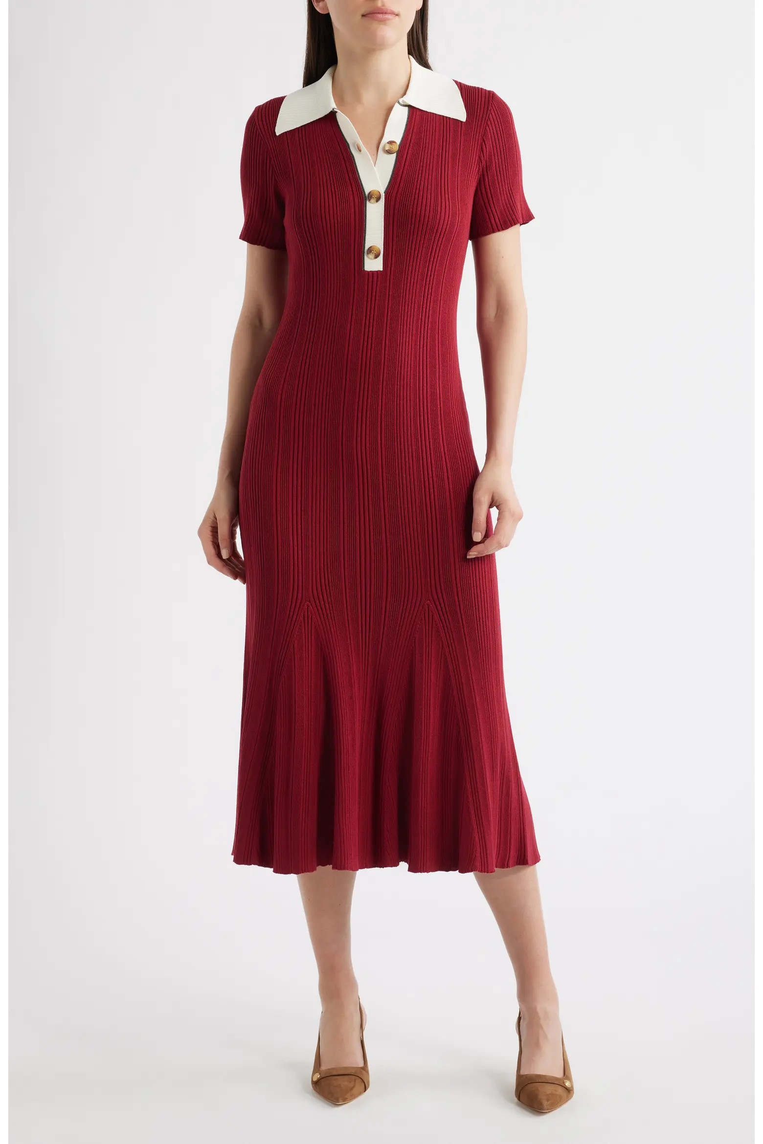 Short Sleeve Rib Polo Sweater Dress (Women) | Nordstrom | Nordstrom