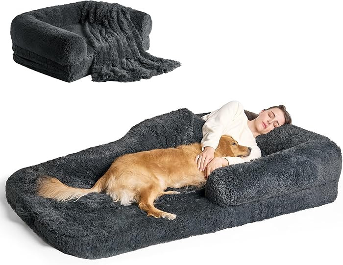 EHEYCIGA Foldable Human Dog Bed, 72"x44"x11" Orthopedic Memory Foam Human Sized Dog Bed, Waterpro... | Amazon (US)
