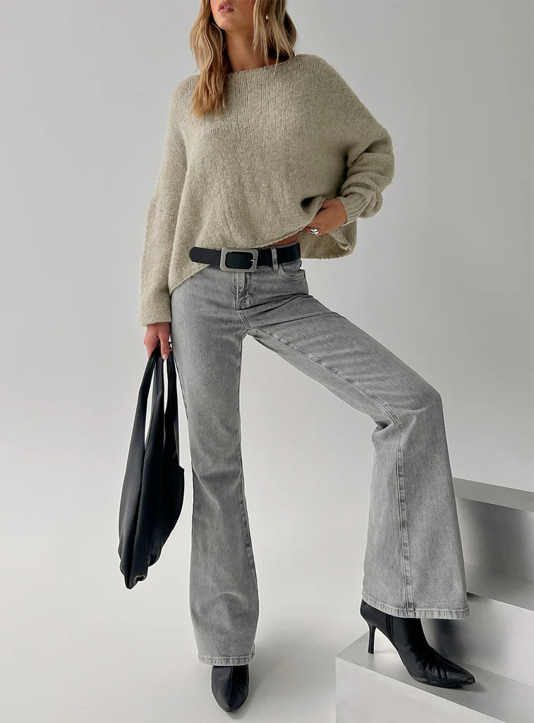 Magic Mirror Mid Rise Bootleg Jeans Washed Grey | Princess Polly US