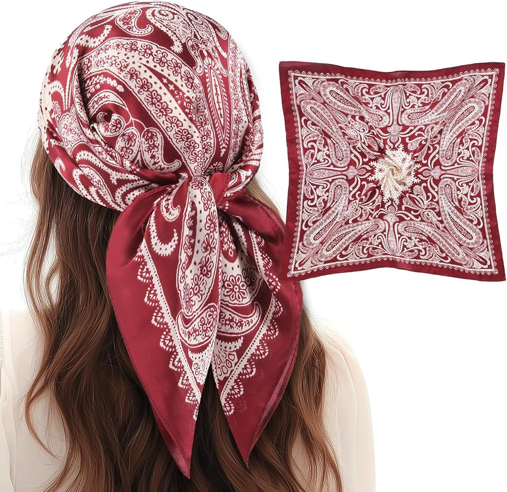 1 Pcs 27.5" Women Head Scarf Silk Like Stain Bandana Sleeping Hair Wrap Hair Scarf for Women | Amazon (US)