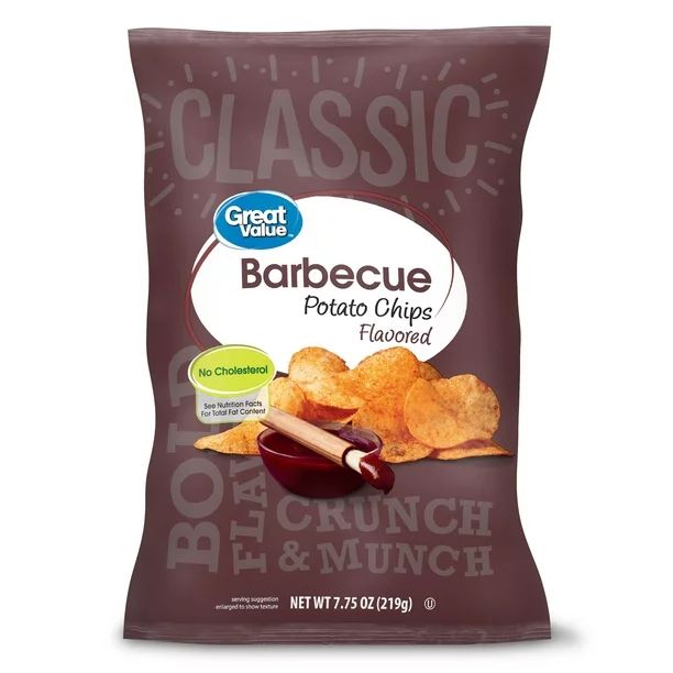 Great Value Barbecue Flavored Potato Chips, 7.75 oz - Walmart.com | Walmart (US)