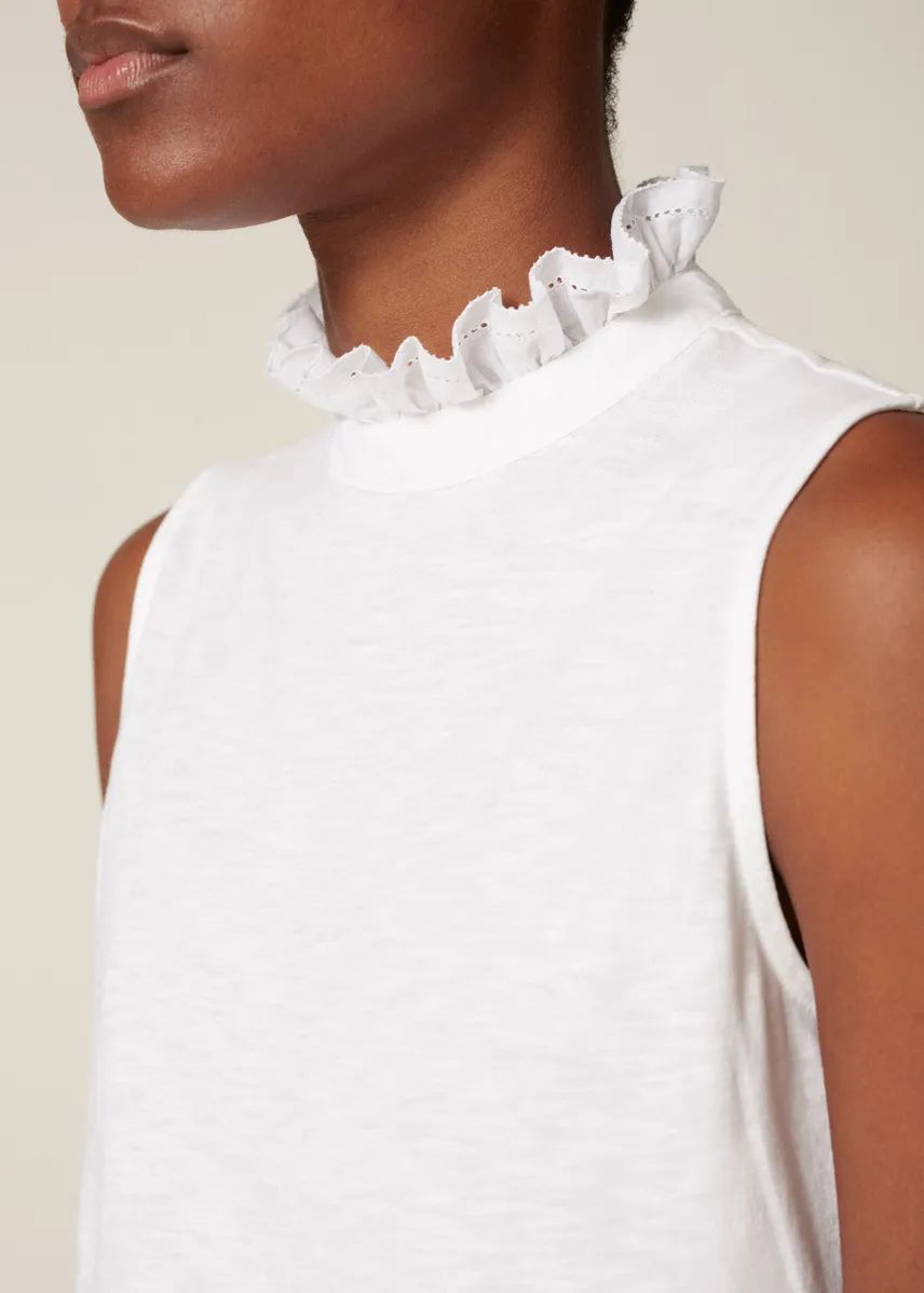 Cotton Slub Frill Collar Sleeveless Layering Top | ME + EM