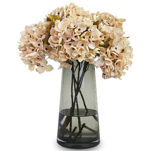 Faux Hydrangeas Artificial Fall Flowers Dried Hydrangea 6PCS Cream White | Amazon (US)