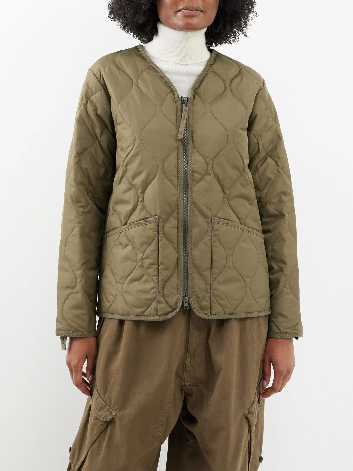 Military V-neck quilted down jacket | TAION | Matches (UK)