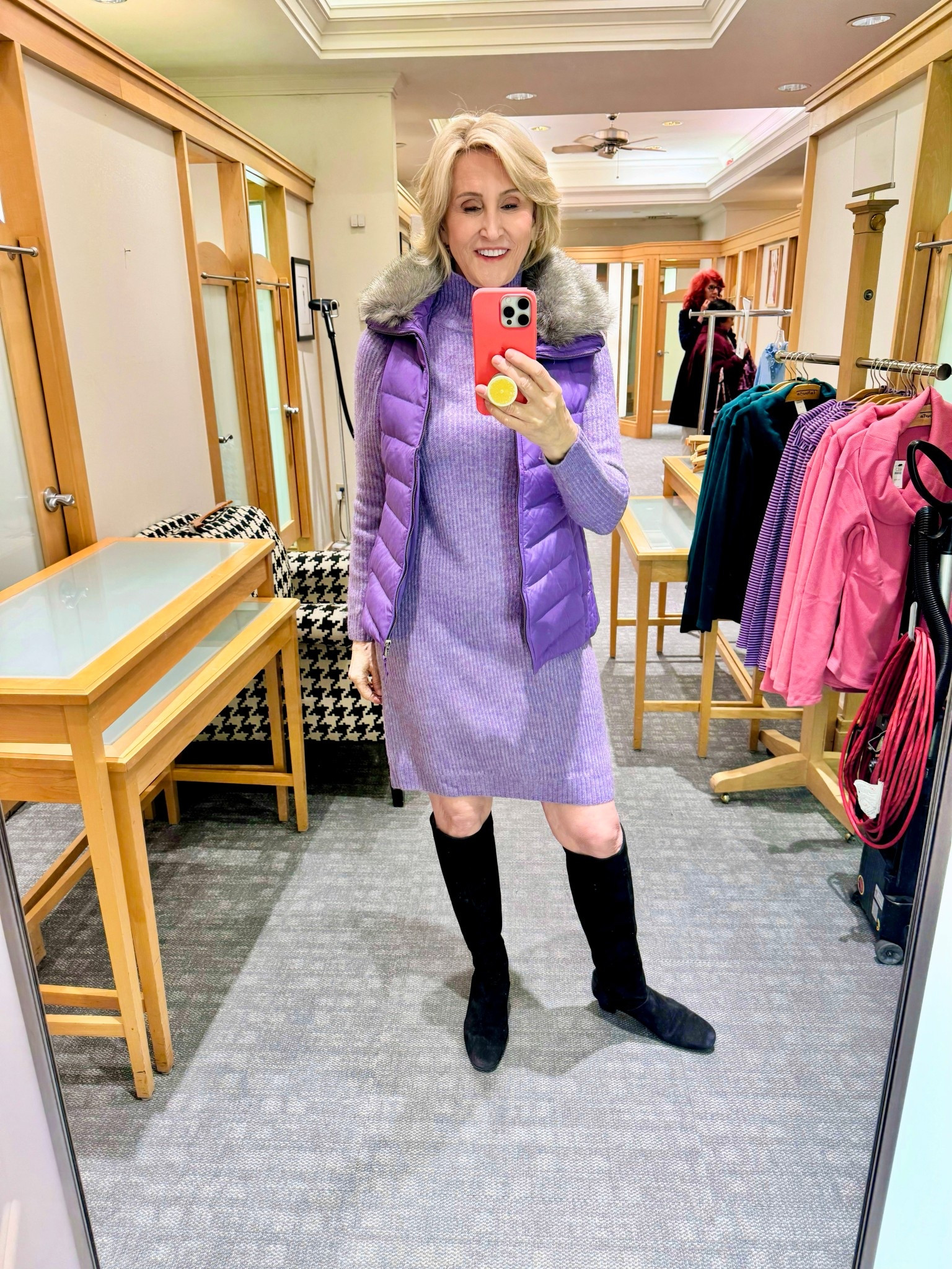 This cozy Faire isle sweater dress from@talbotsofficial gets kicked up a notch with the addition of a cute faux fur trimmed puffer vest.

#LTKSeasonal #LTKOver40 #LTKTravel