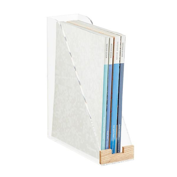 Lund London Nordic Magazine Holder Acrylic/Ash Wood | The Container Store