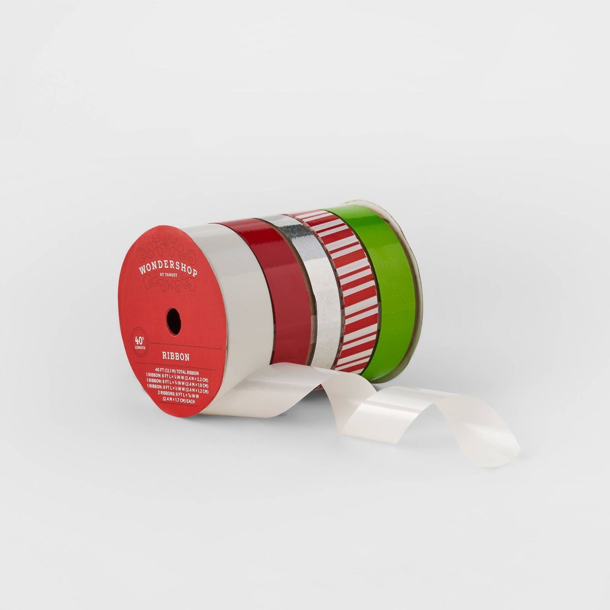 5 End Flat Christmas Ribbon 40' Red/White/Green - Wondershop™ | Target