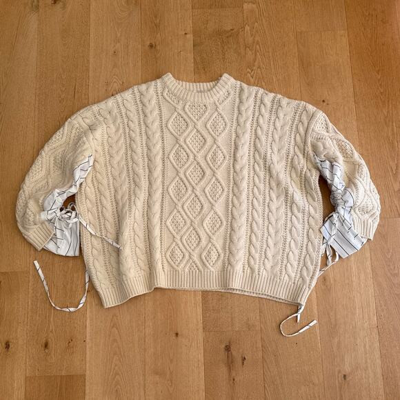 Storets Sweater Sadie Shirt Knit Combo Size S/M Cream White Black | Poshmark