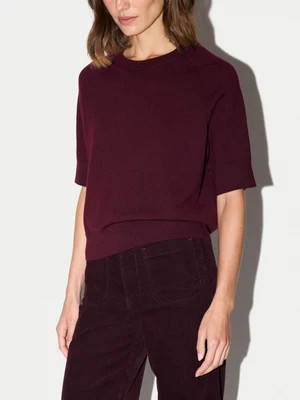 Fine Merino Raglan T-shirt | Burgundy | Jigsaw (UK)