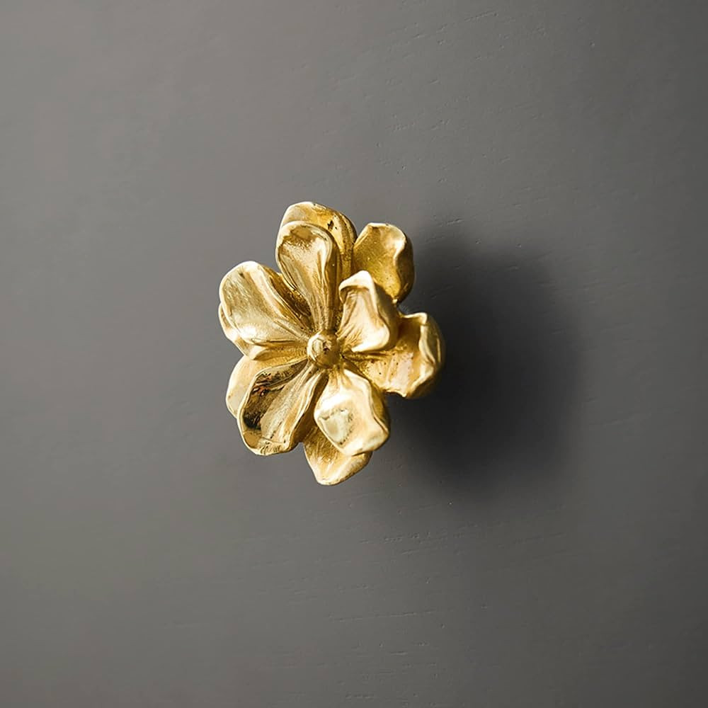 MFYS Solid Brass Gold Leaf Handles for Cabinets and Flower Shape Drawers Knobs Wardrobe Pulls Doo... | Amazon (US)