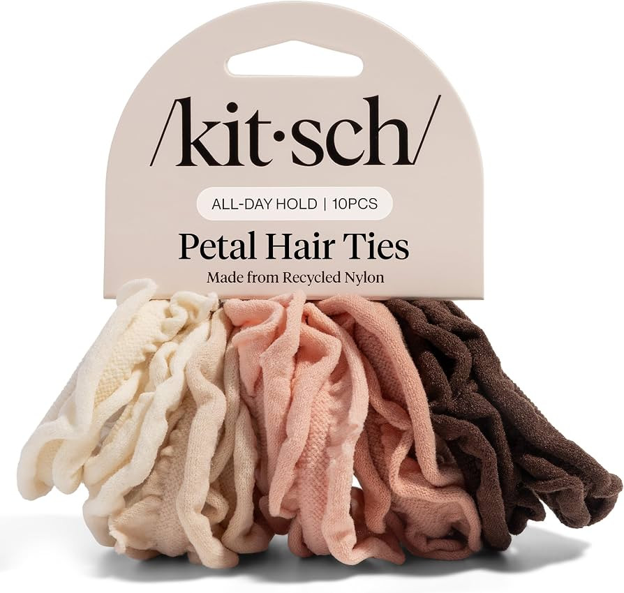 Kitsch Petal Hair Ties No Damage - Strong, Stretchy & Snag-Free Hair Bands | Soft Fabric Ponytail... | Amazon (US)