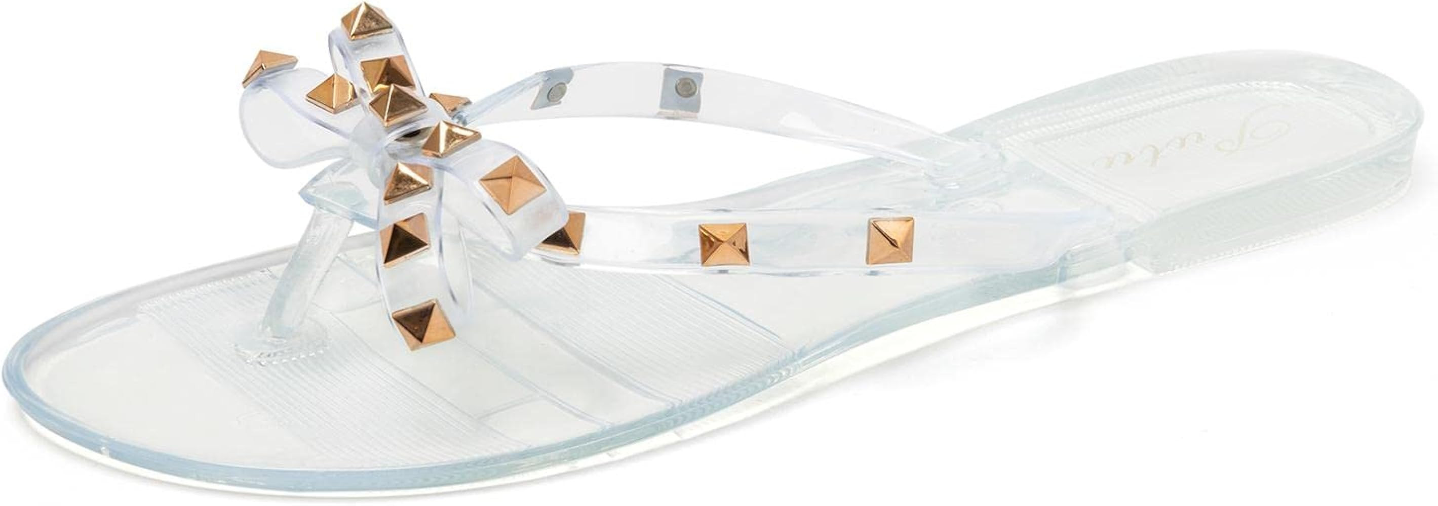 Putu Women Flip Flops Studded Jelly Thong Sandals with Bow | Amazon (US)